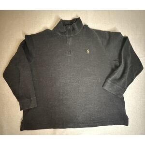 Polo Ralph Lauren Sweater Mens XL Black Estate Rib 1/4 Zip Preppy Pullover